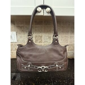 Y2K 90's Style WILSONS Brown‎ Top Grain Pebble Real Leather Handbag Shoulder Bag